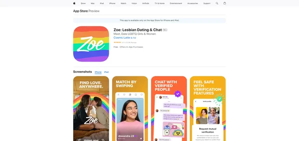 Zoe: Lesbian Dating & Chat (iOS)