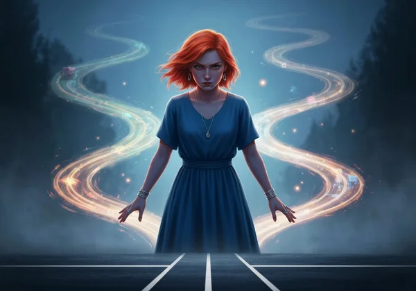 Graphic of woman in introspective journey