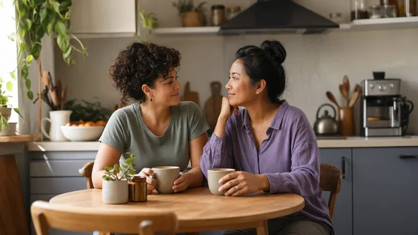 Couple sharing quiet coffee