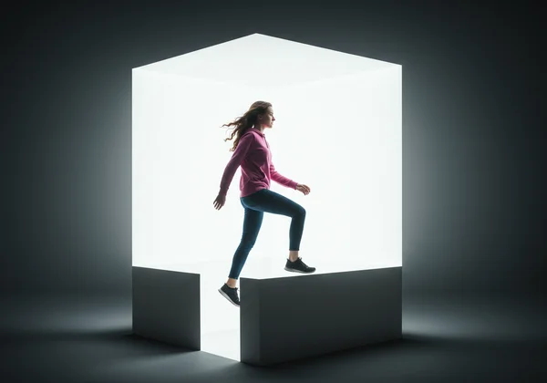 Woman breaking free from societal heterosexual expectations.