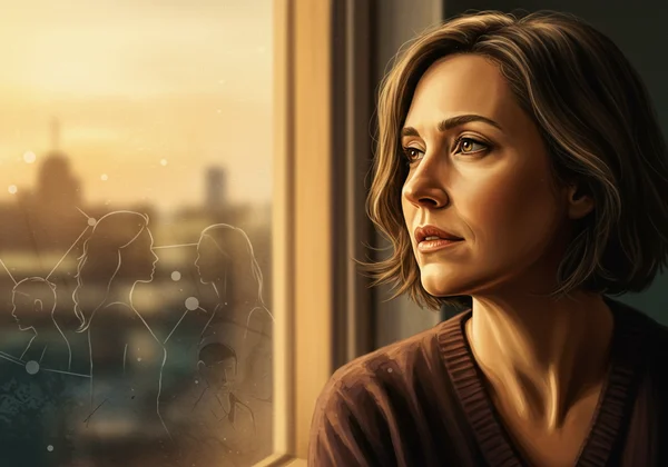 Woman reflecting on past, recognizing new feelings