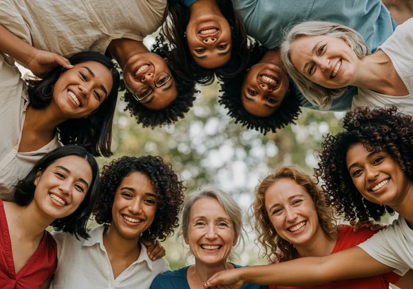 Diverse group of women in supportive community