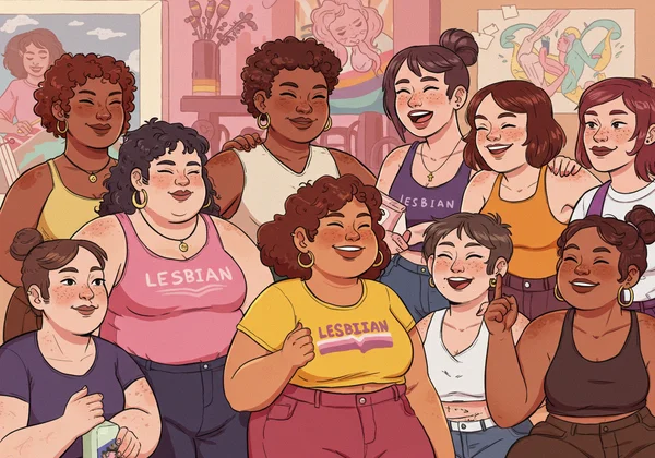 Diverse group of women celebrating lesbian identity