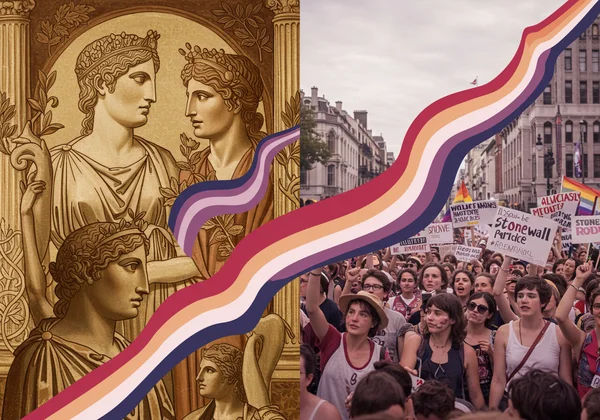 Historical and modern lesbian figures united by love