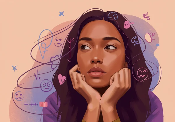 Woman thoughtfully exploring her lesbian identity