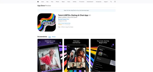 Taimi LGBTQ+ डेटिंग और चैट ऐप (iOS)